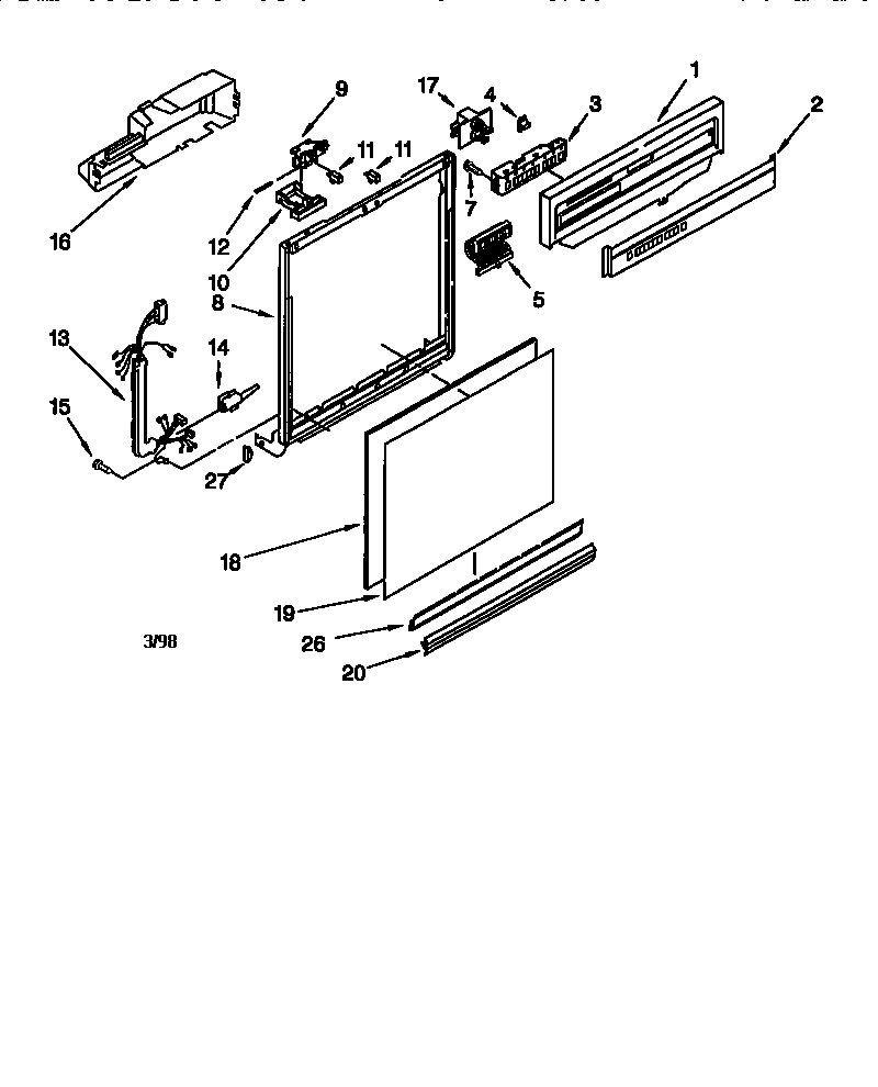 Whirlpool DU925QWDB6 frame and console diagram