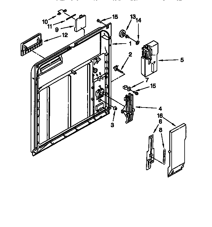 Whirlpool DU925QWDB6 inner door diagram