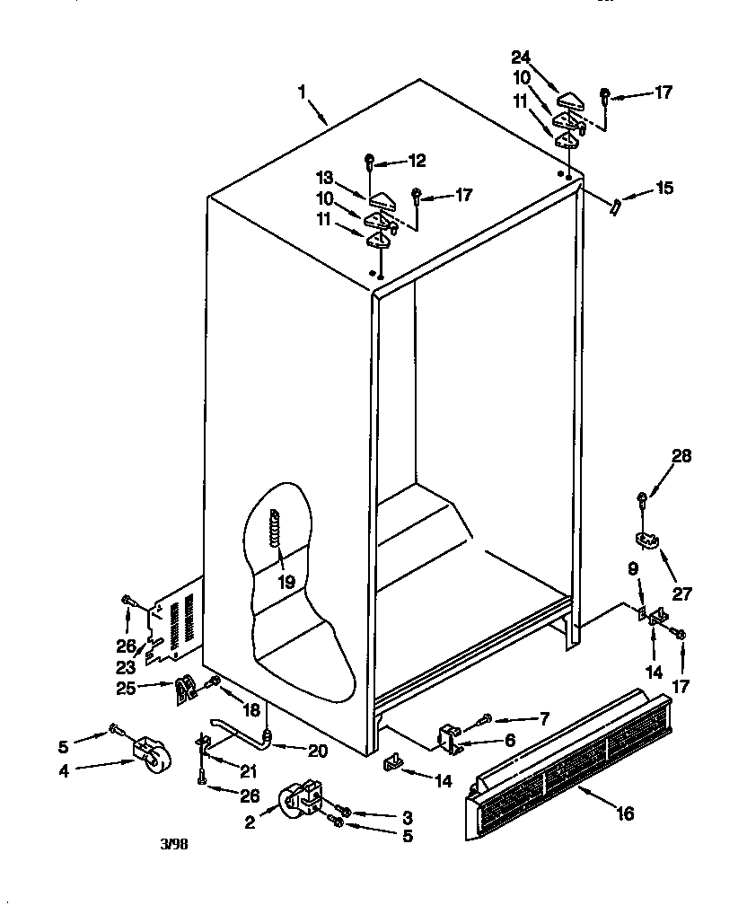 Whirlpool ED25RQXFW01 cabinet diagram