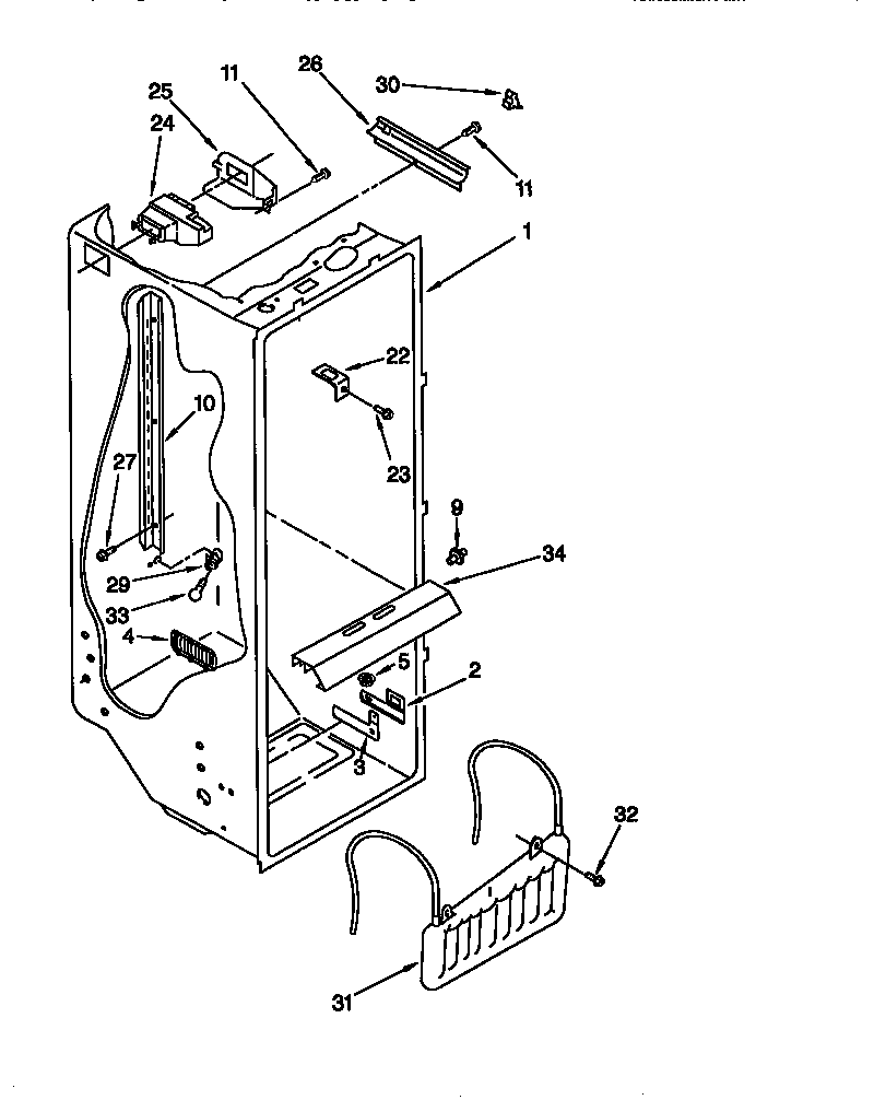 Whirlpool ED25RQXFW01 refrigerator liner diagram