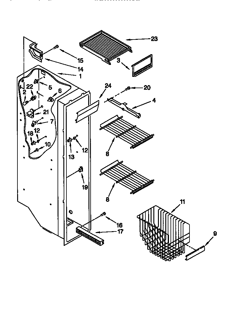 Whirlpool ED25RQXFW01 freezer liner diagram