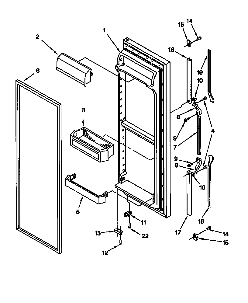 Whirlpool ED25RQXFW01 refrigerator door diagram