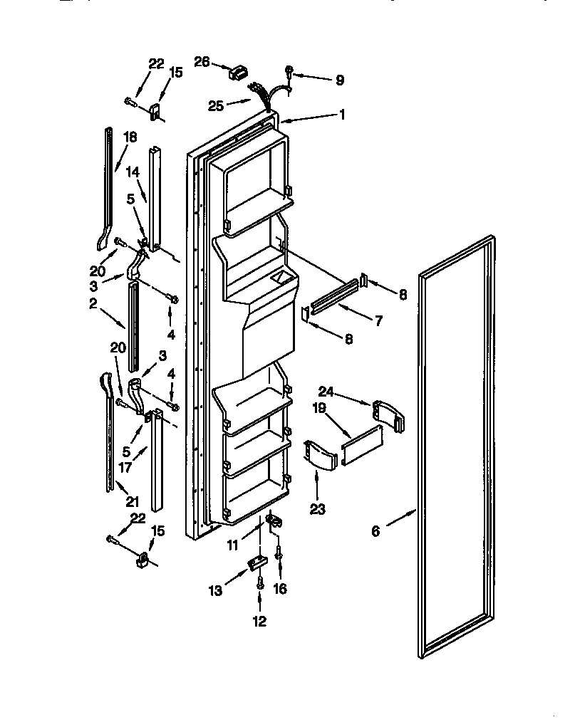 Whirlpool ED25RQXFW01 freezer door diagram