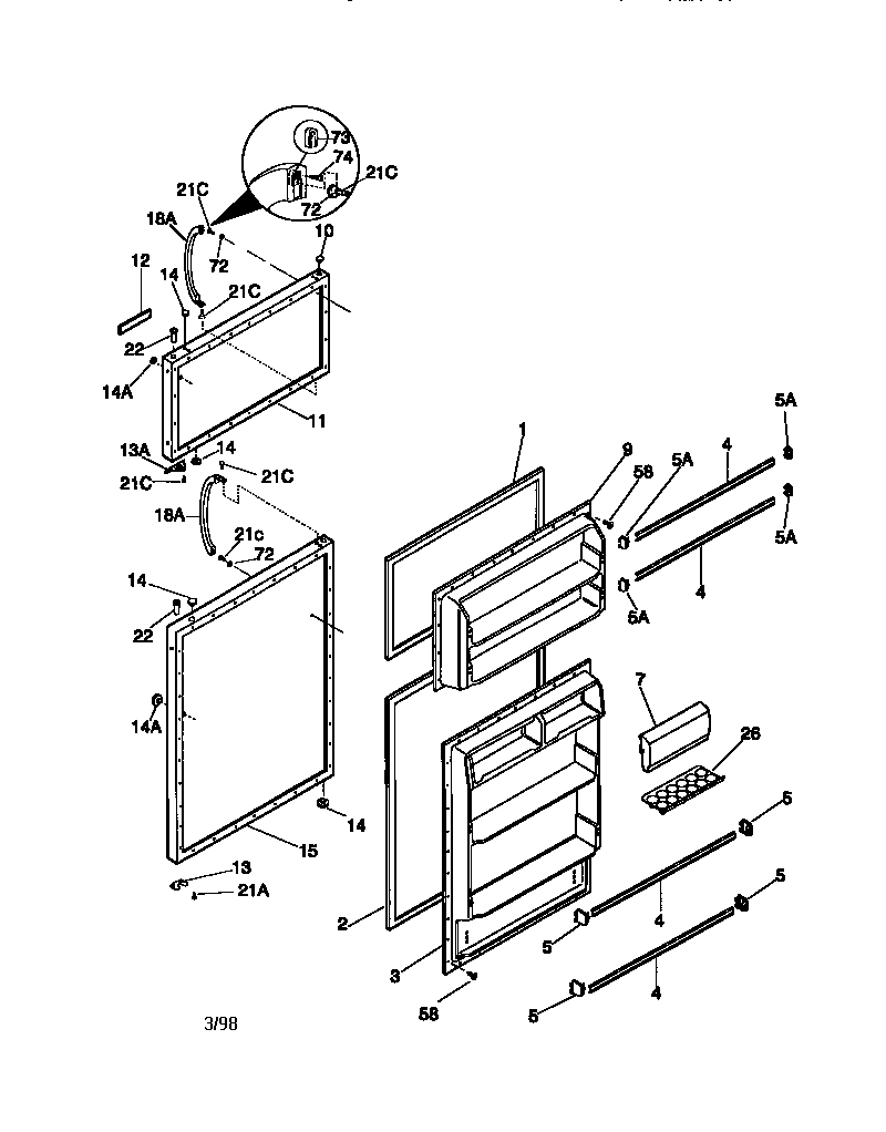 Universal/Multiflex (Frigidaire) MRT15CSEW4 doors diagram