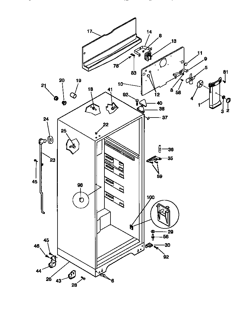Universal/Multiflex (Frigidaire) MRT15CSEW4 cabinet diagram