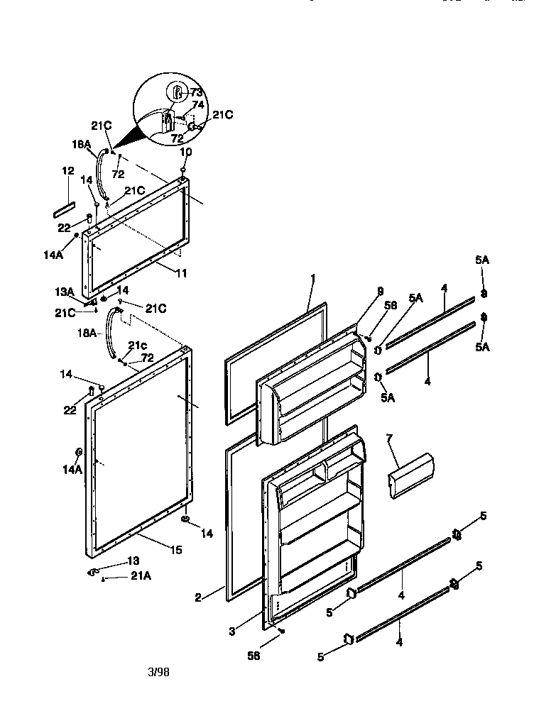 Universal/Multiflex (Frigidaire) MRT15CNEW4 door diagram