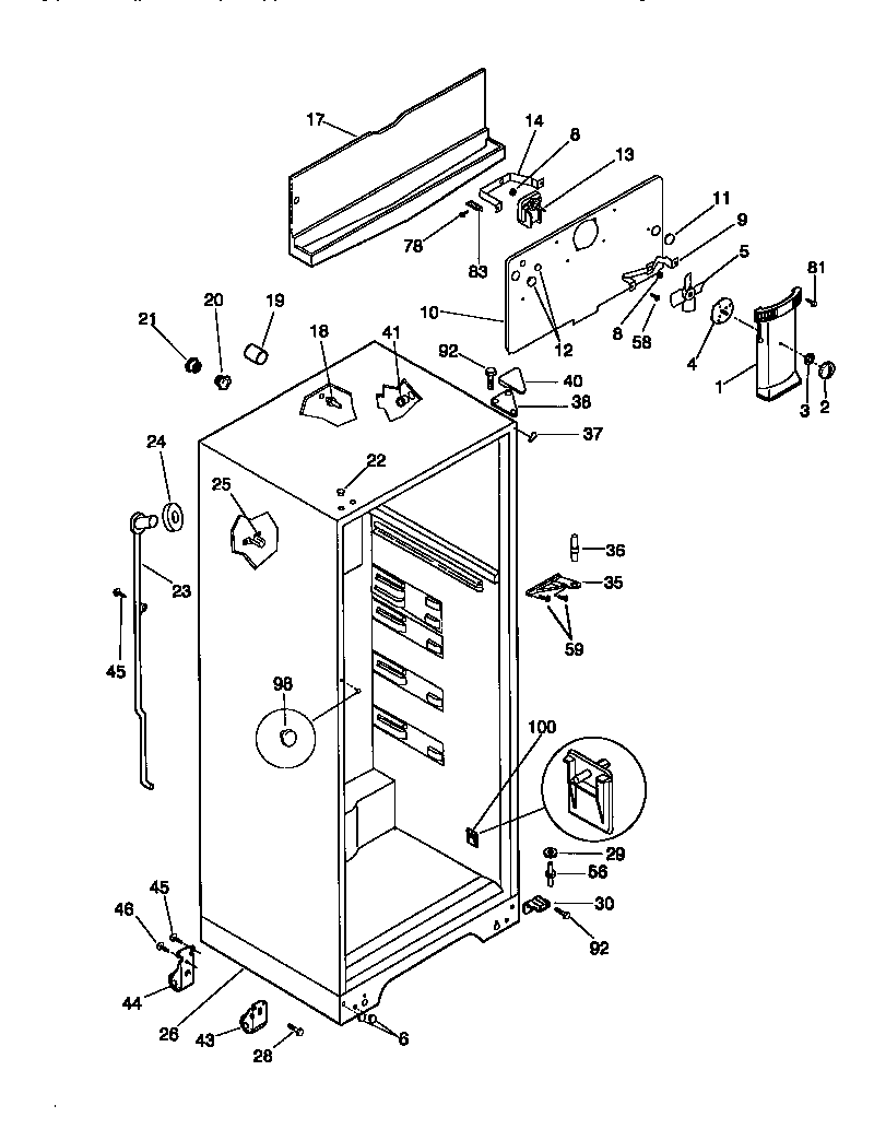 Universal/Multiflex (Frigidaire) MRT15CNEW4 cabinet diagram