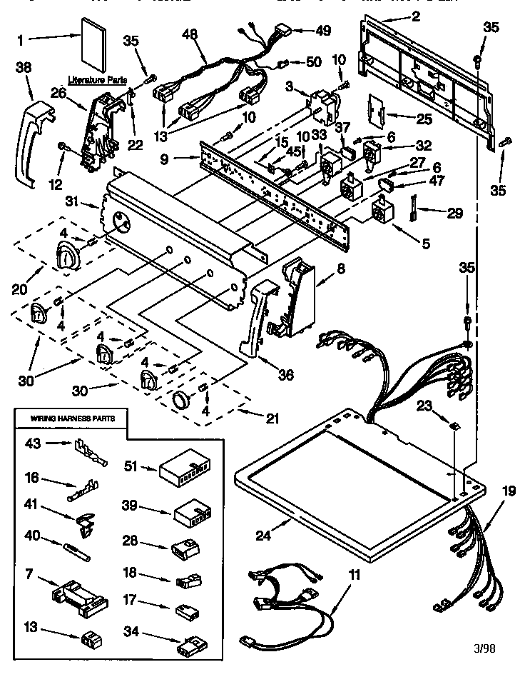 Kenmore 11078974890 top and console diagram