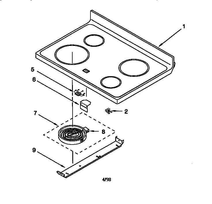 Whirlpool RF396LXEB1 cooktop diagram