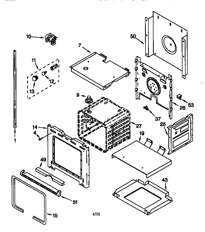Whirlpool RBD305PDB6 lower oven diagram