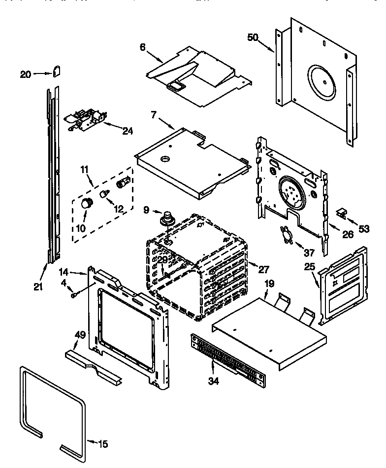 Whirlpool RBD305PDB6 upper oven diagram