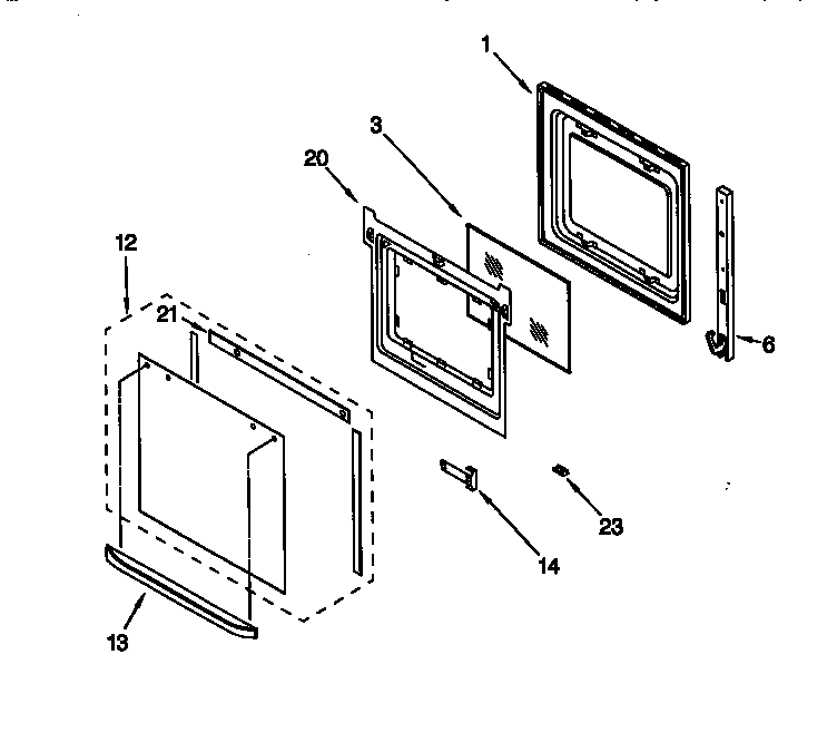 Whirlpool RBD305PDB6 lower oven door diagram