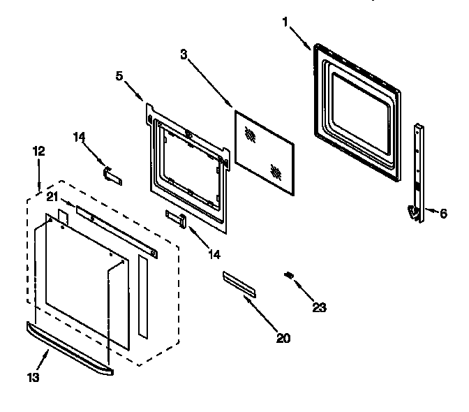Whirlpool RBD245PDQ6 lower oven door diagram