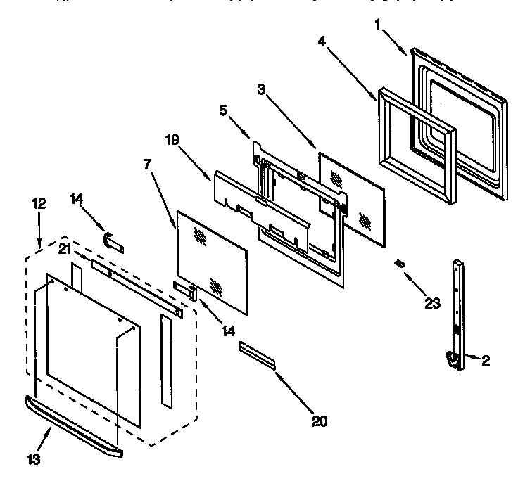 Whirlpool RBD245PDQ6 upper oven door diagram
