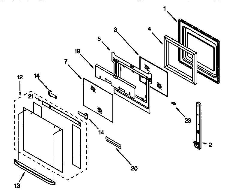 Whirlpool RBD275PDB6 upper oven door diagram