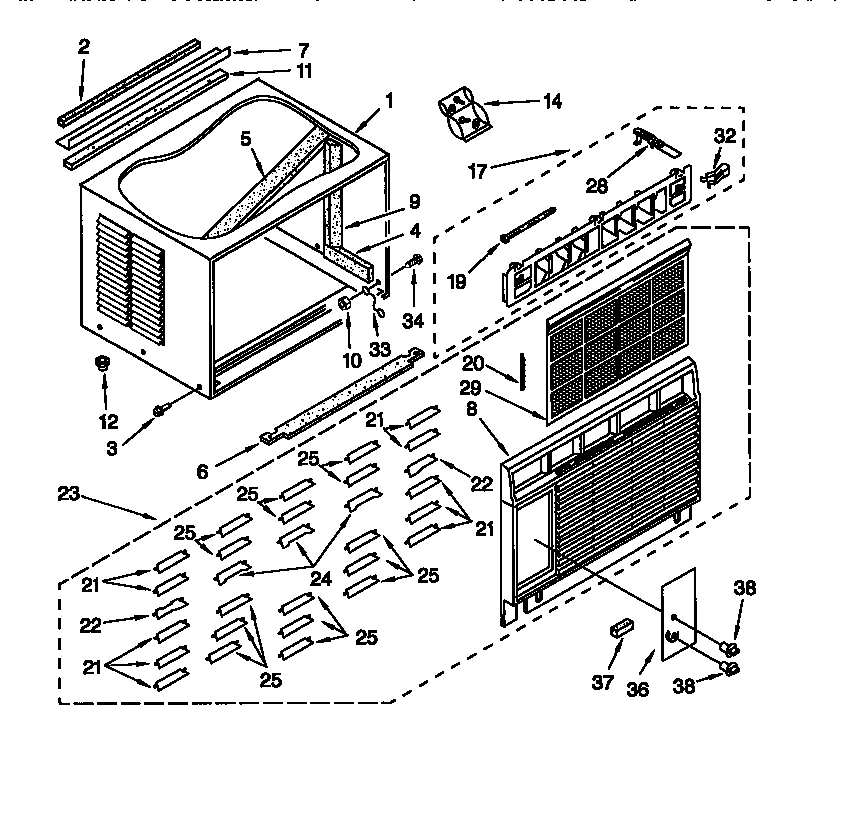 Whirlpool ACV184XG0 cabinet diagram