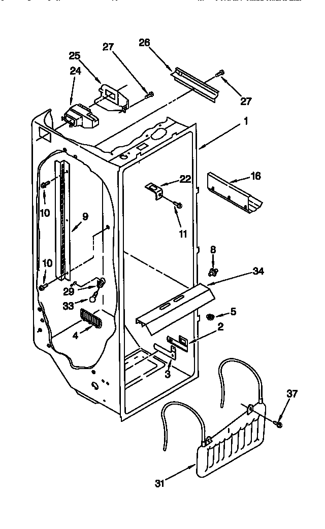 Whirlpool GD25DQXFB01 refrigerator liner diagram