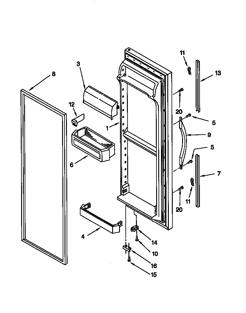 Whirlpool GD25DQXFB01 refrigerator door diagram