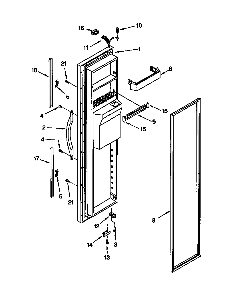 Whirlpool GD25DQXFB01 freezer door diagram