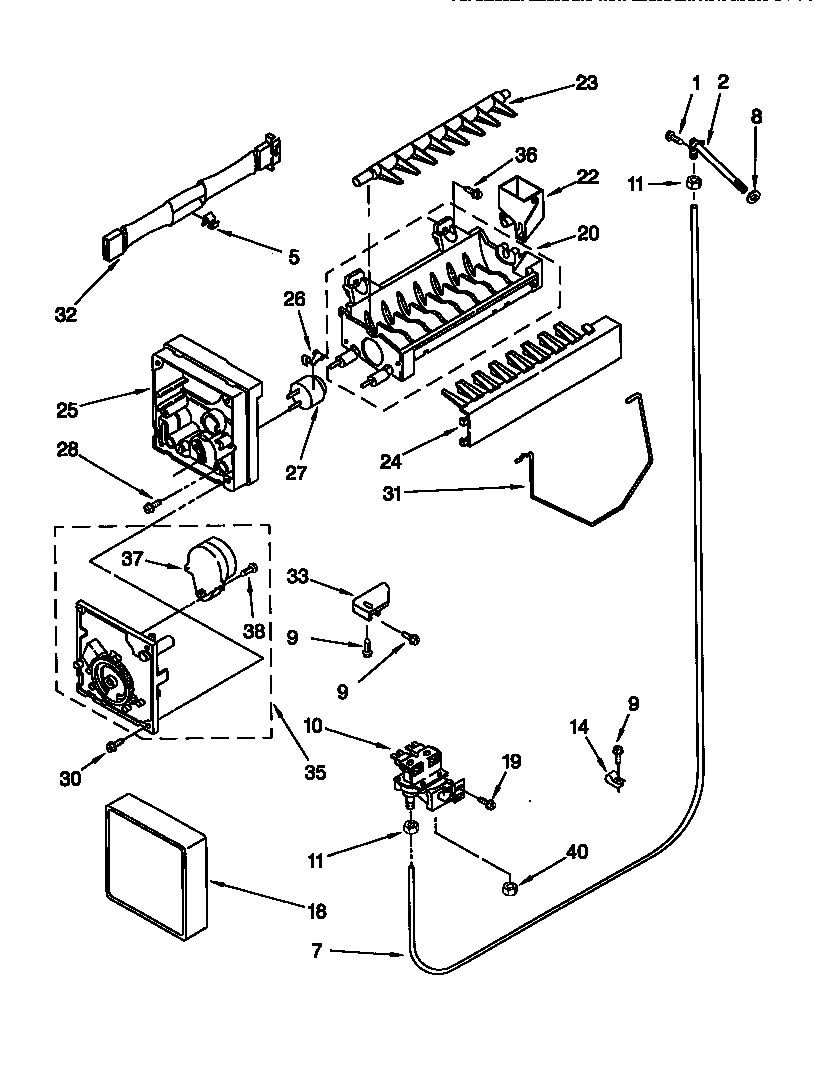 Whirlpool GD25DQXFB01 icemaker diagram