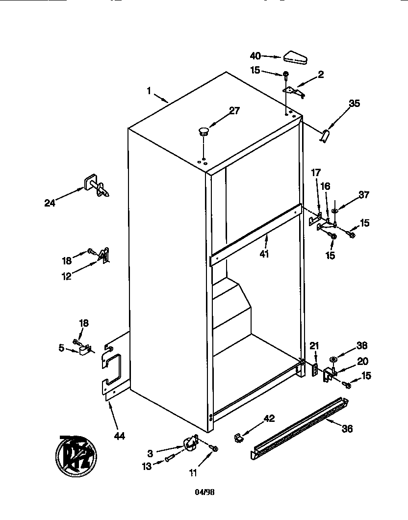 Whirlpool GT22DMXGW00 cabinet diagram