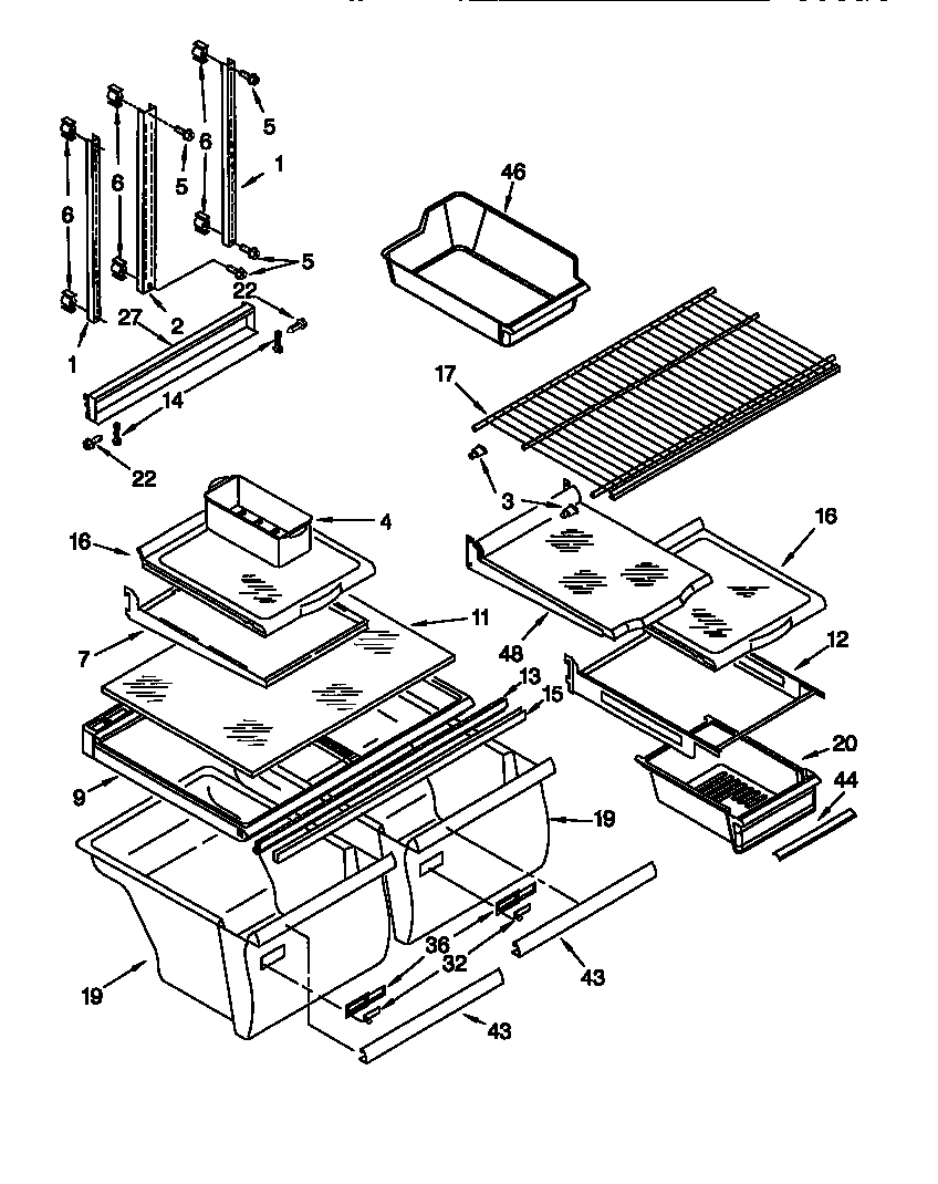Whirlpool GT22DMXGW00 shelf diagram