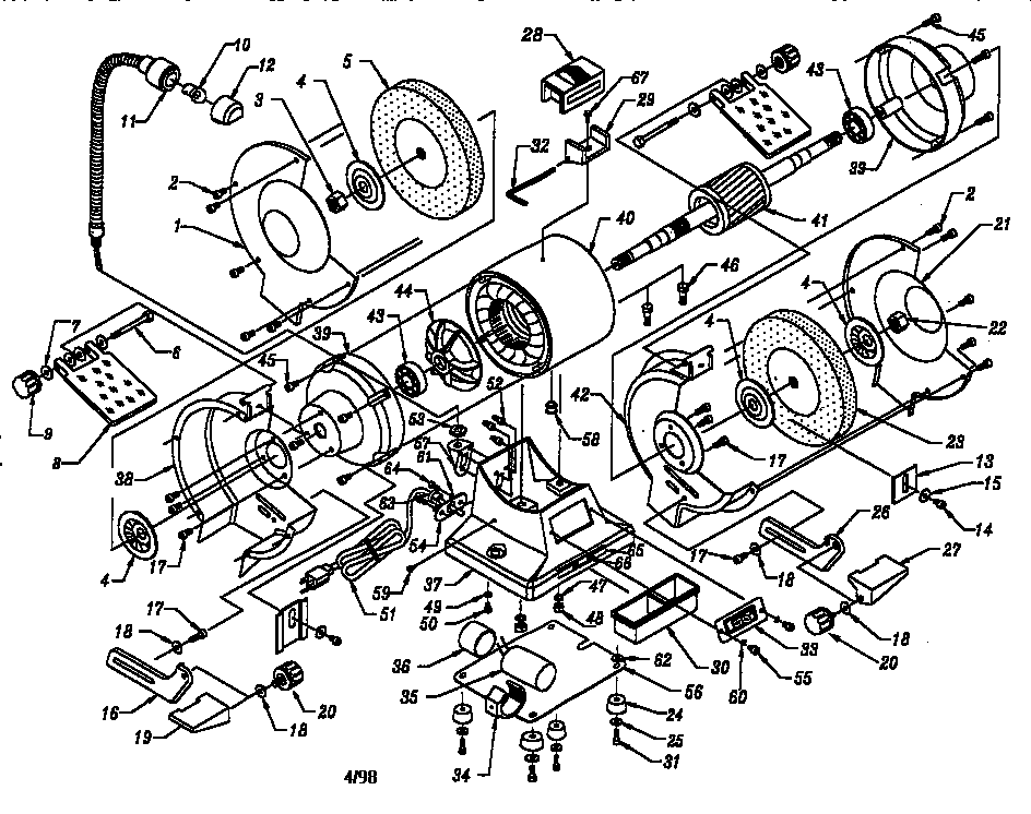Craftsman 319211280 8" bench grinder parts list 319.211280 diagram