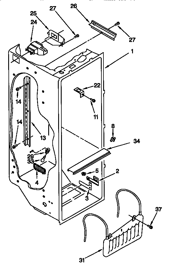 Whirlpool ED25PQXFN01 refrigerator liner diagram
