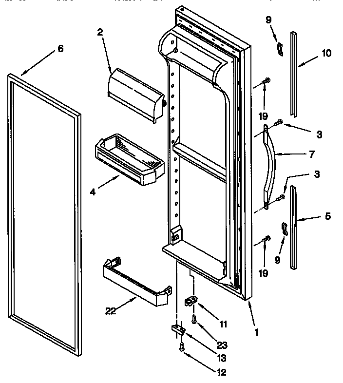 Whirlpool ED25PQXFN01 refrigerator door diagram