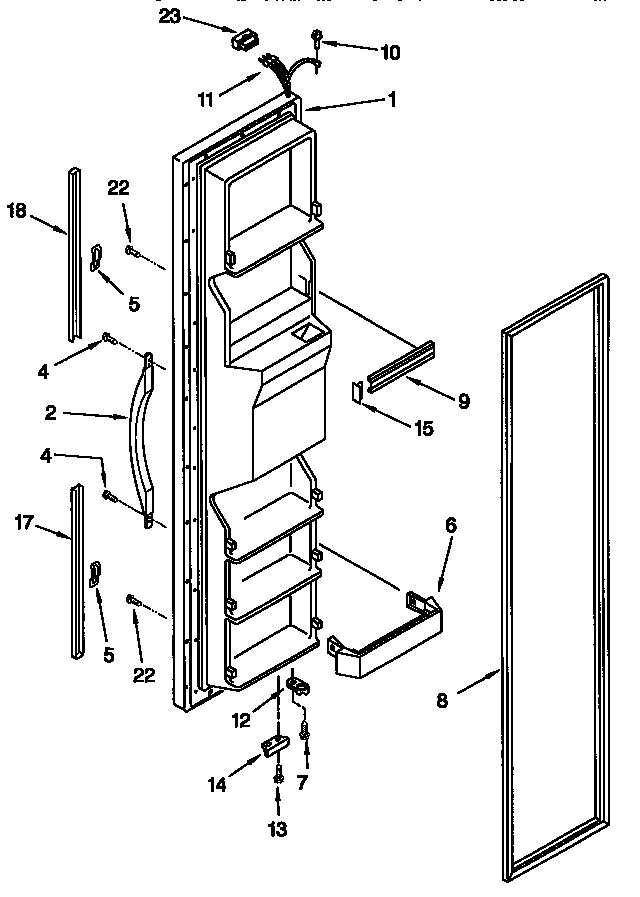 Whirlpool ED25PQXFN01 freezer door diagram