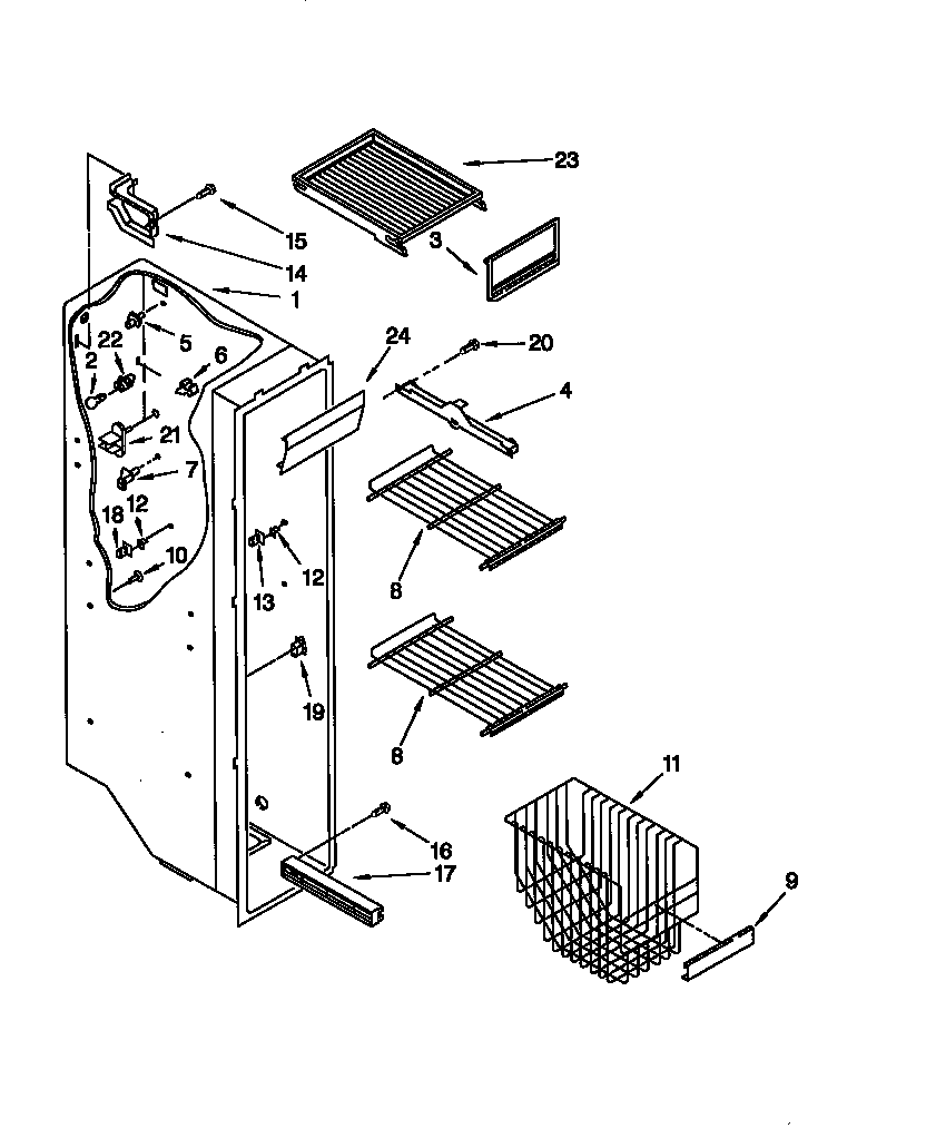 Whirlpool ED25RQXFW02 freezer liner diagram