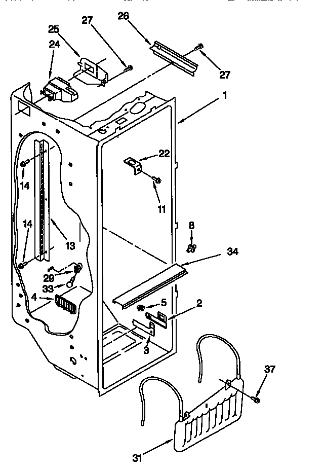 Whirlpool ED25TQXFN01 refrigerator liner diagram