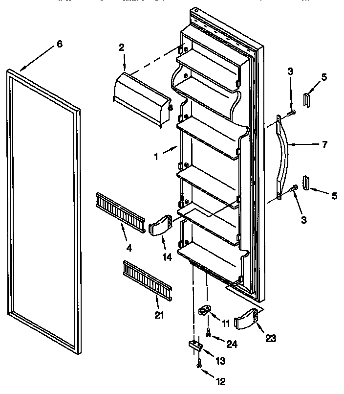 Whirlpool ED25TQXFN01 refrigerator door diagram