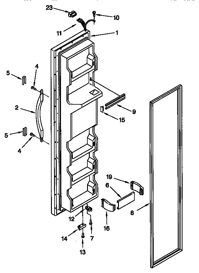 Whirlpool ED25TQXFN01 freezer door diagram