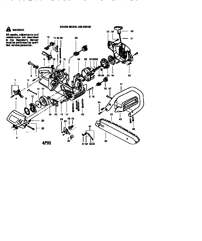 Craftsman 358352162 chainsaw diagram
