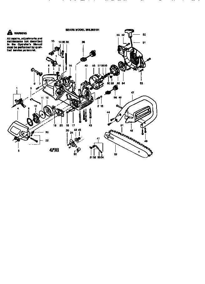 Craftsman 358352181 chainsaw diagram
