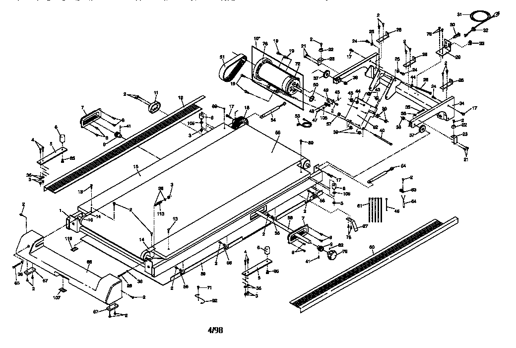 Image 831297571 motor and walking belt assembly diagram