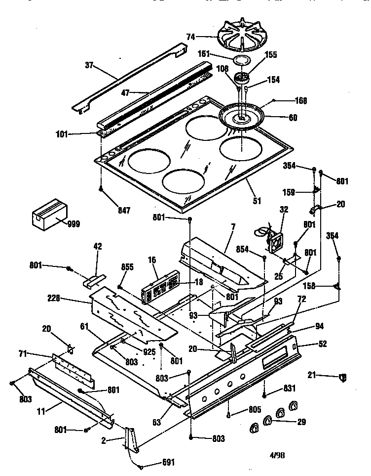 Kenmore 91136765791 main top section diagram