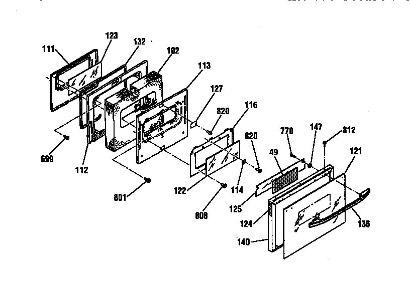 Kenmore 91136765791 door section diagram