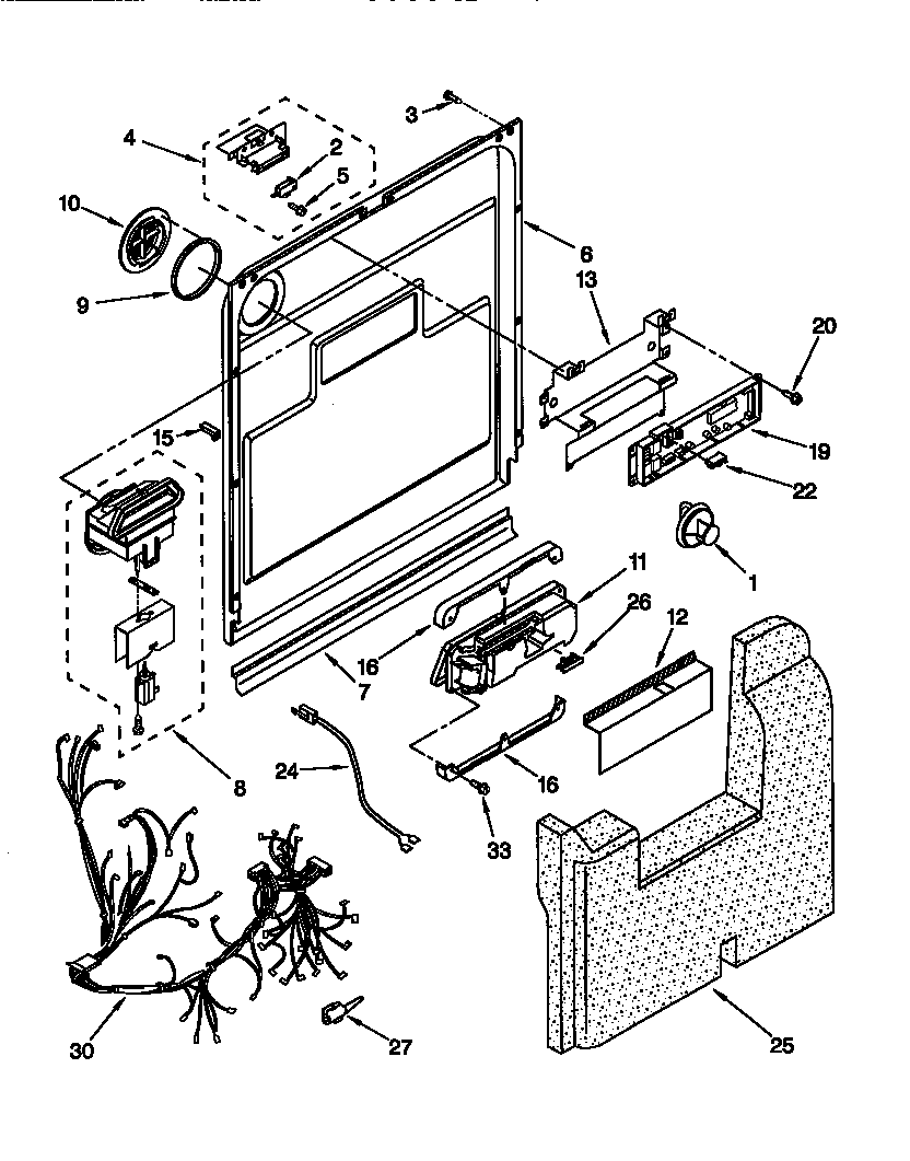 KitchenAid KUDS24SEAL3 door and clutch diagram