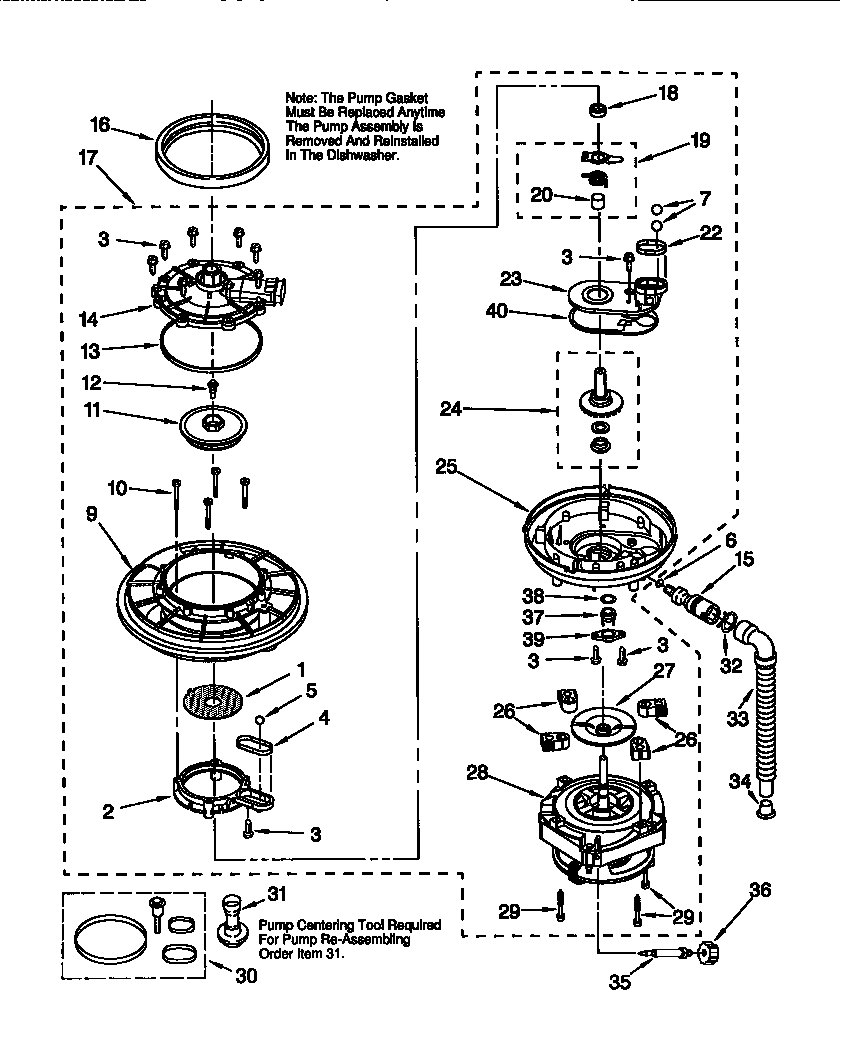 KitchenAid KUDS24SEAL3 pump and motor diagram