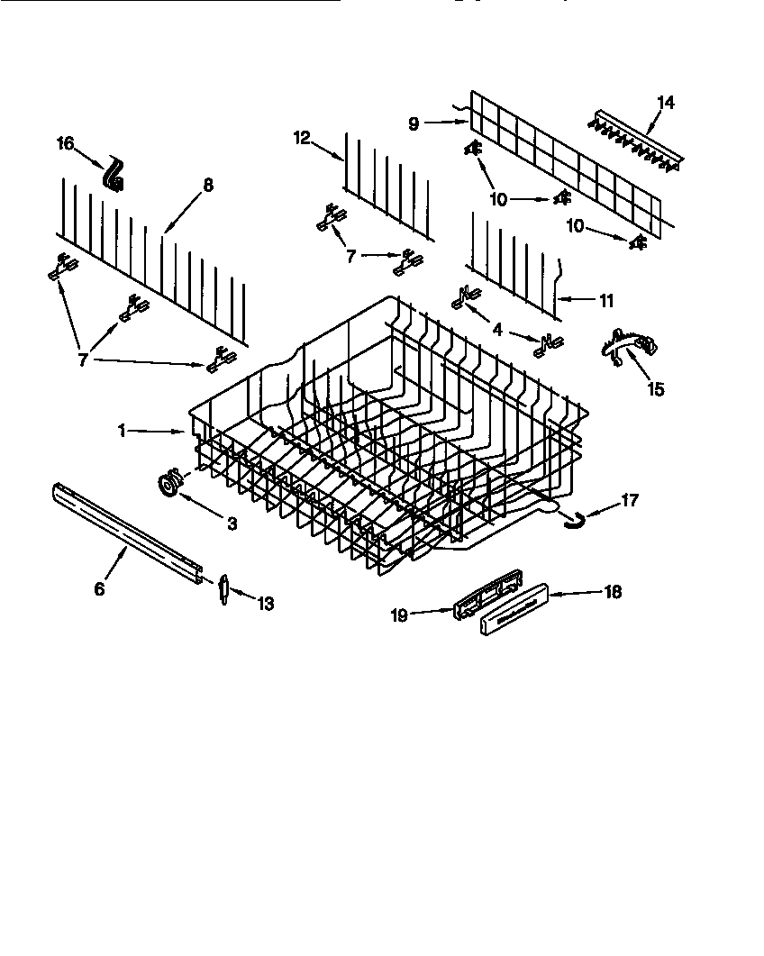 KitchenAid KUDS24SEAL3 upper rack and track diagram
