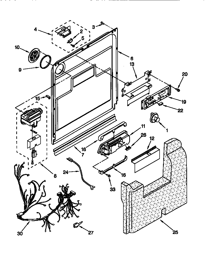 KitchenAid KUDV24SEBL3 door and latch diagram