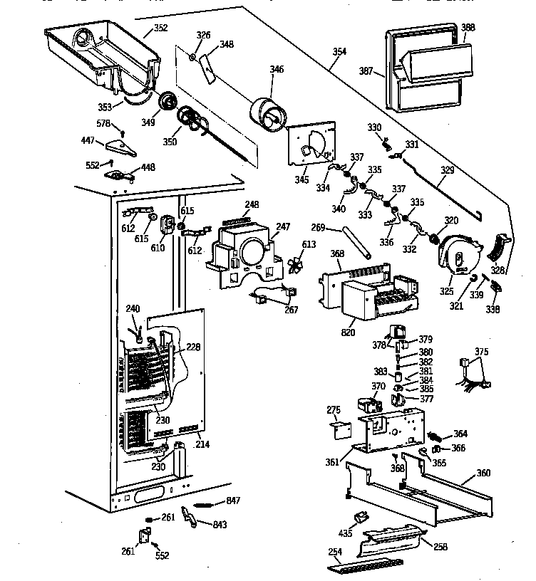 GE MSK28PFZDAA freezer section diagram