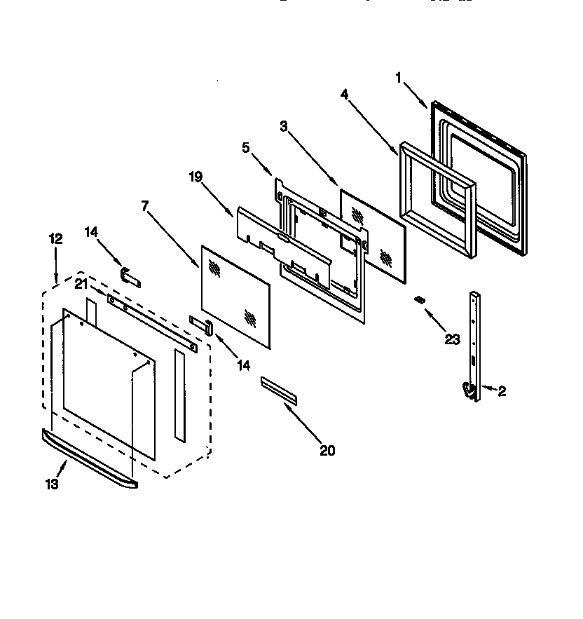 KitchenAid KEBI276DWH6 oven door diagram