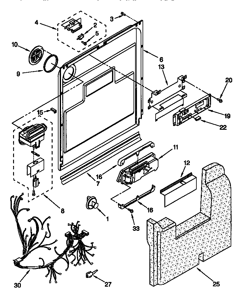 KitchenAid KUDI24SEBL3 door and latch diagram