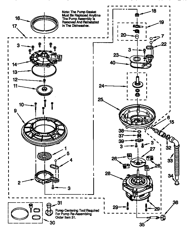 KitchenAid KUDI24SEBL3 pump and motors diagram