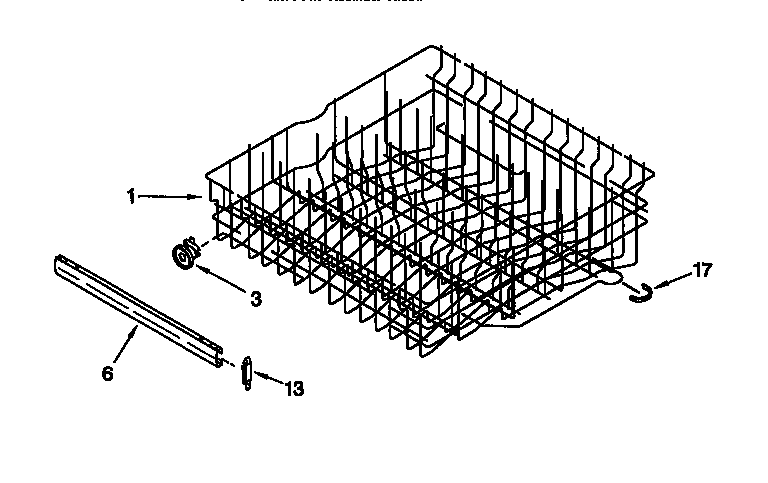 KitchenAid KUDI24SEBL3 upper rack and track diagram