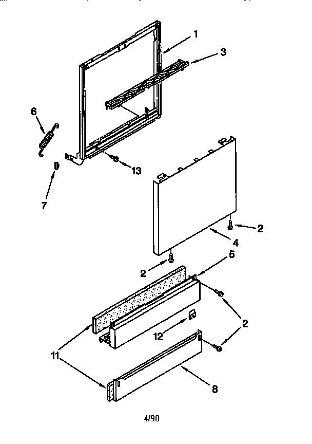 KitchenAid KUDM24SEAL3 door and panel diagram