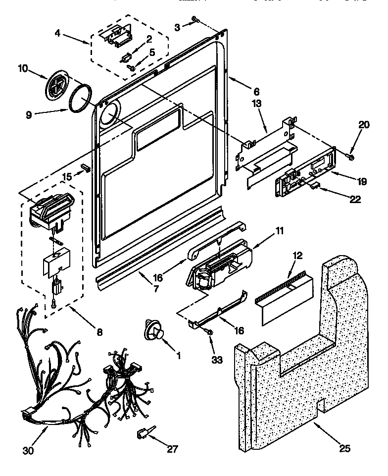 KitchenAid KUDM24SEAL3 door and latch diagram